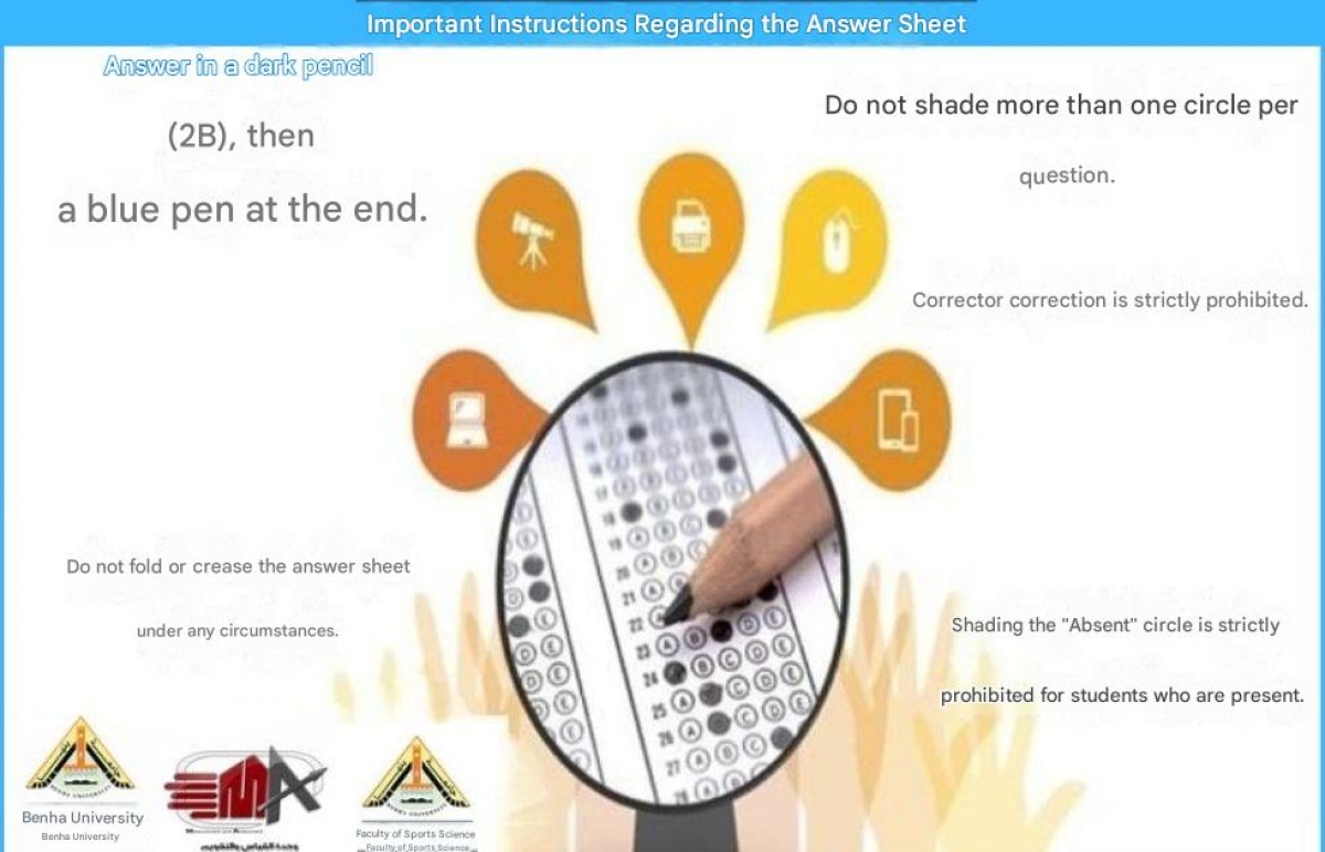 Important instructions regarding the bubble sheet answer sheet